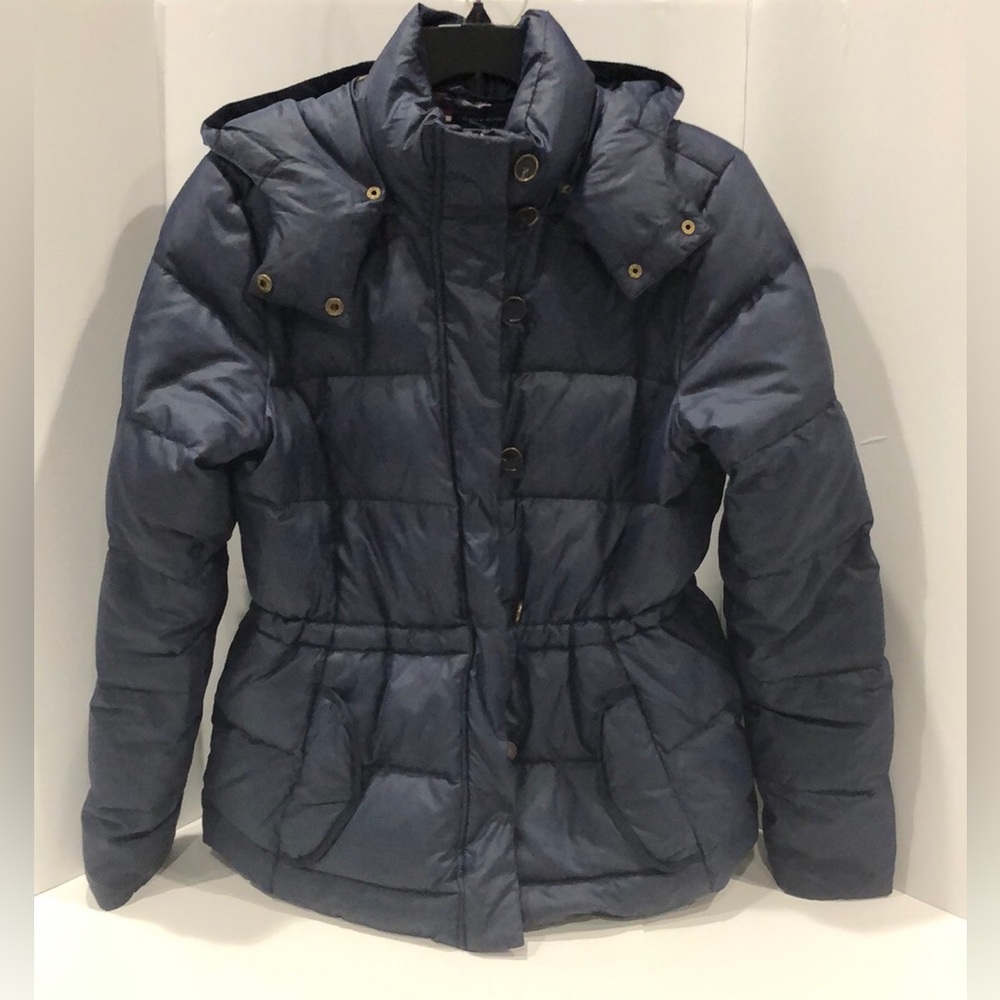 EUC Tommy Hilfiger Women’s Down/Feather Filled Hooded Navy Jacket